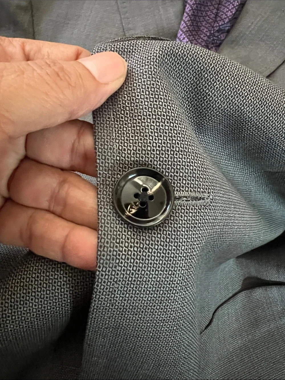 Ted Baker Gray Sport Coat with Purple Patterned Lining 100% wool size 38R